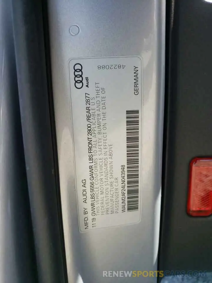 12 fotografías del automóvil dañado WAUM2AF24LN043948 AUDI A6 2020