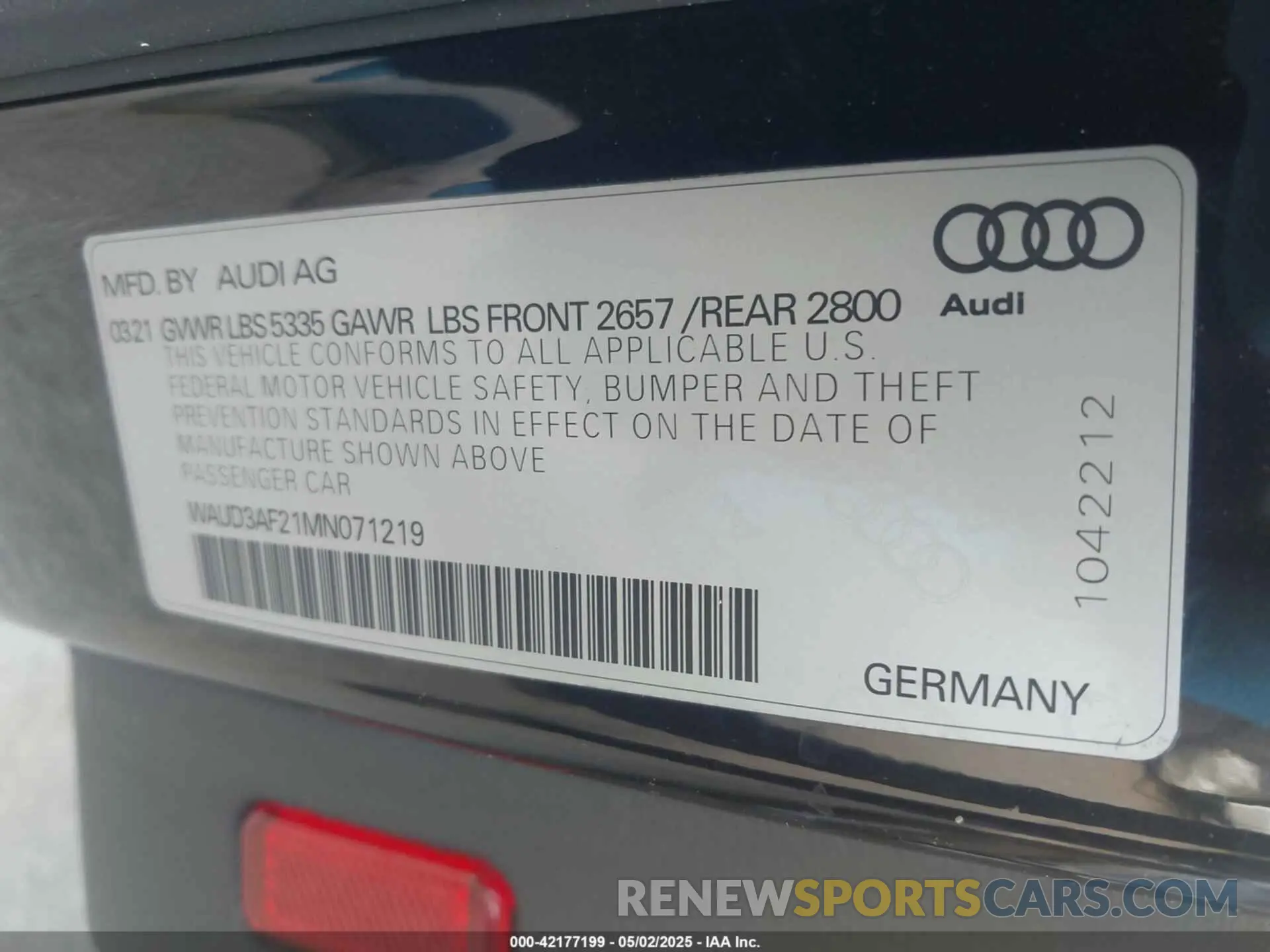9 fotografías del automóvil dañado WAUD3AF21MN071219 AUDI A6 2021