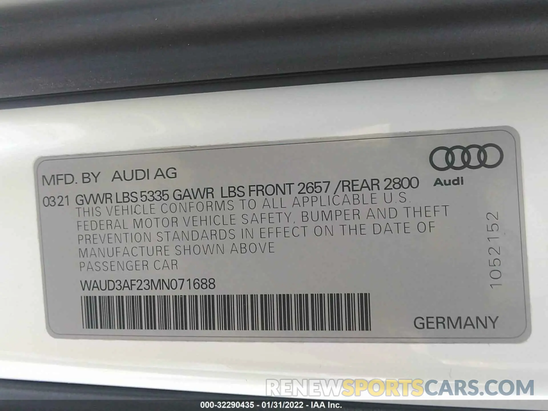 9 fotografías del automóvil dañado WAUD3AF23MN071688 AUDI A6 2021