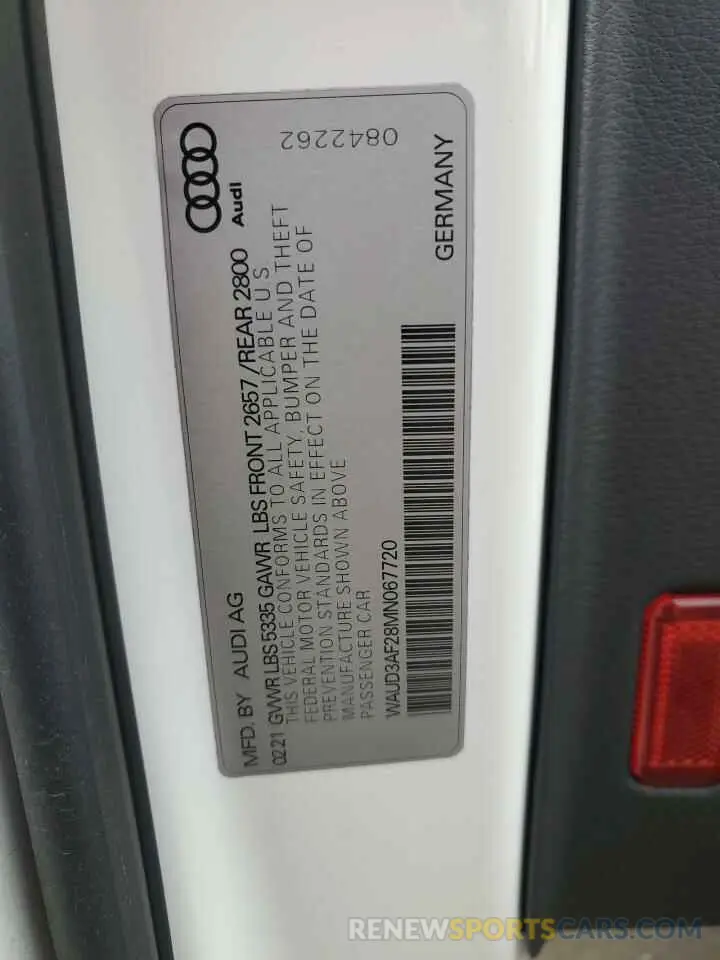 12 fotografías del automóvil dañado WAUD3AF28MN067720 AUDI A6 2021