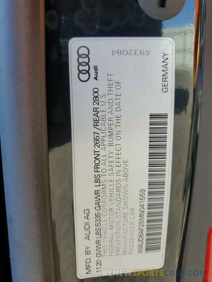 13 fotografías del automóvil dañado WAUD8AF25MN041559 AUDI A6 2021