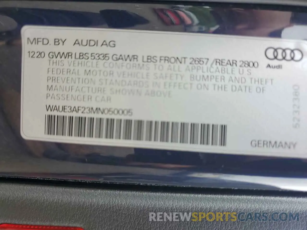 12 fotografías del automóvil dañado WAUE3AF23MN050005 AUDI A6 2021