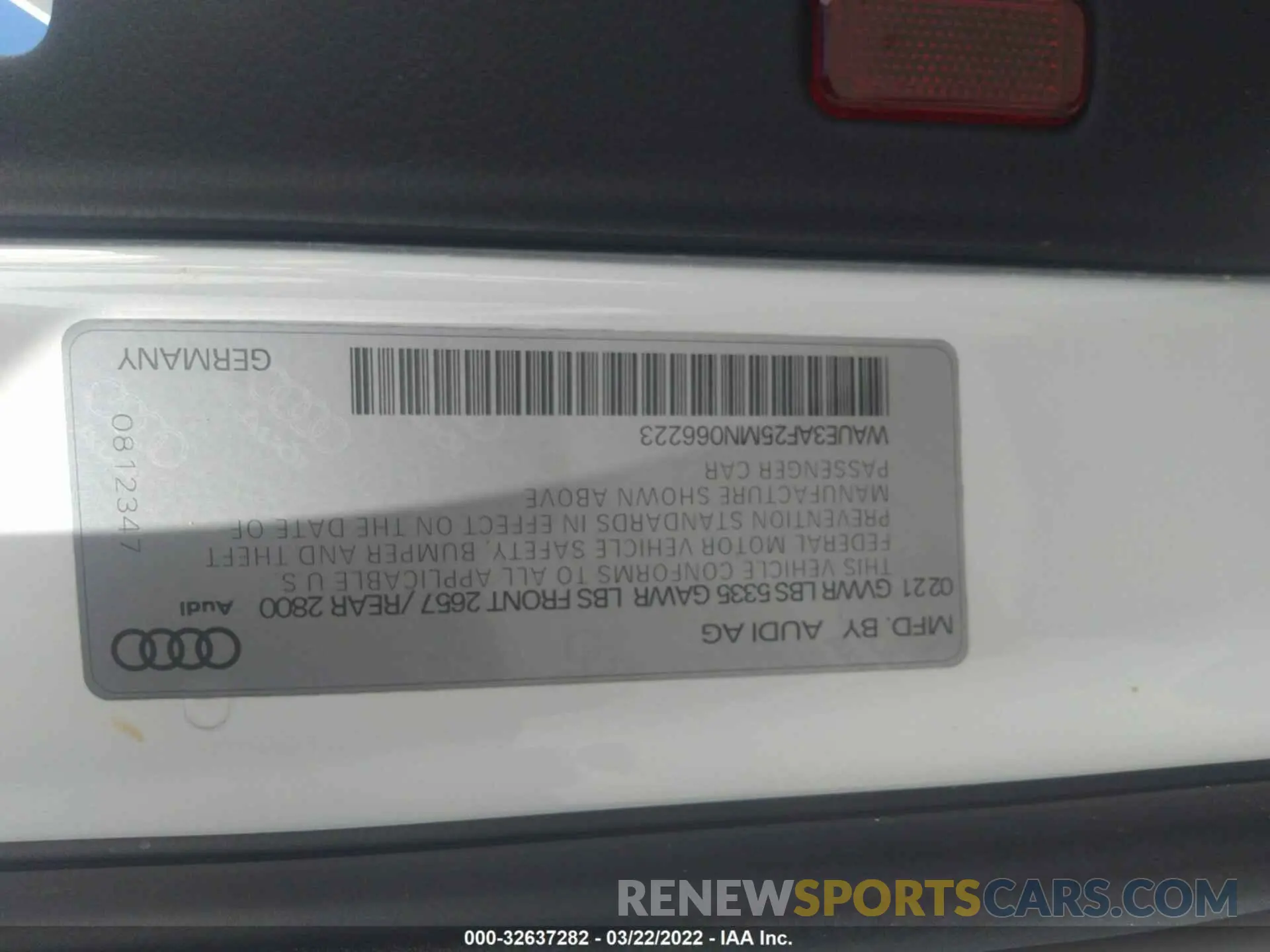 9 fotografías del automóvil dañado WAUE3AF25MN066223 AUDI A6 2021