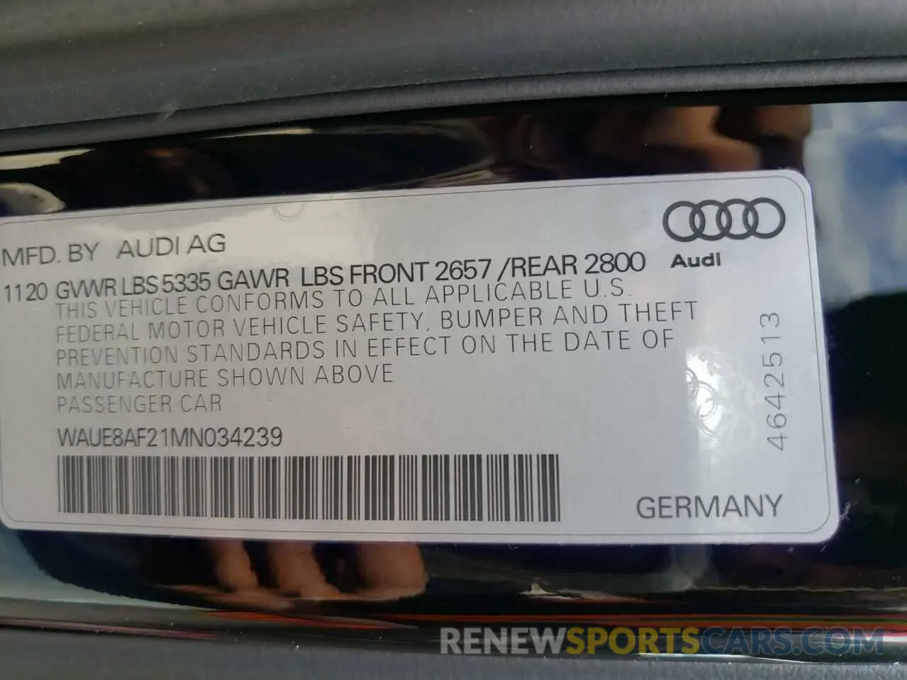 10 fotografías del automóvil dañado WAUE8AF21MN034239 AUDI A6 2021