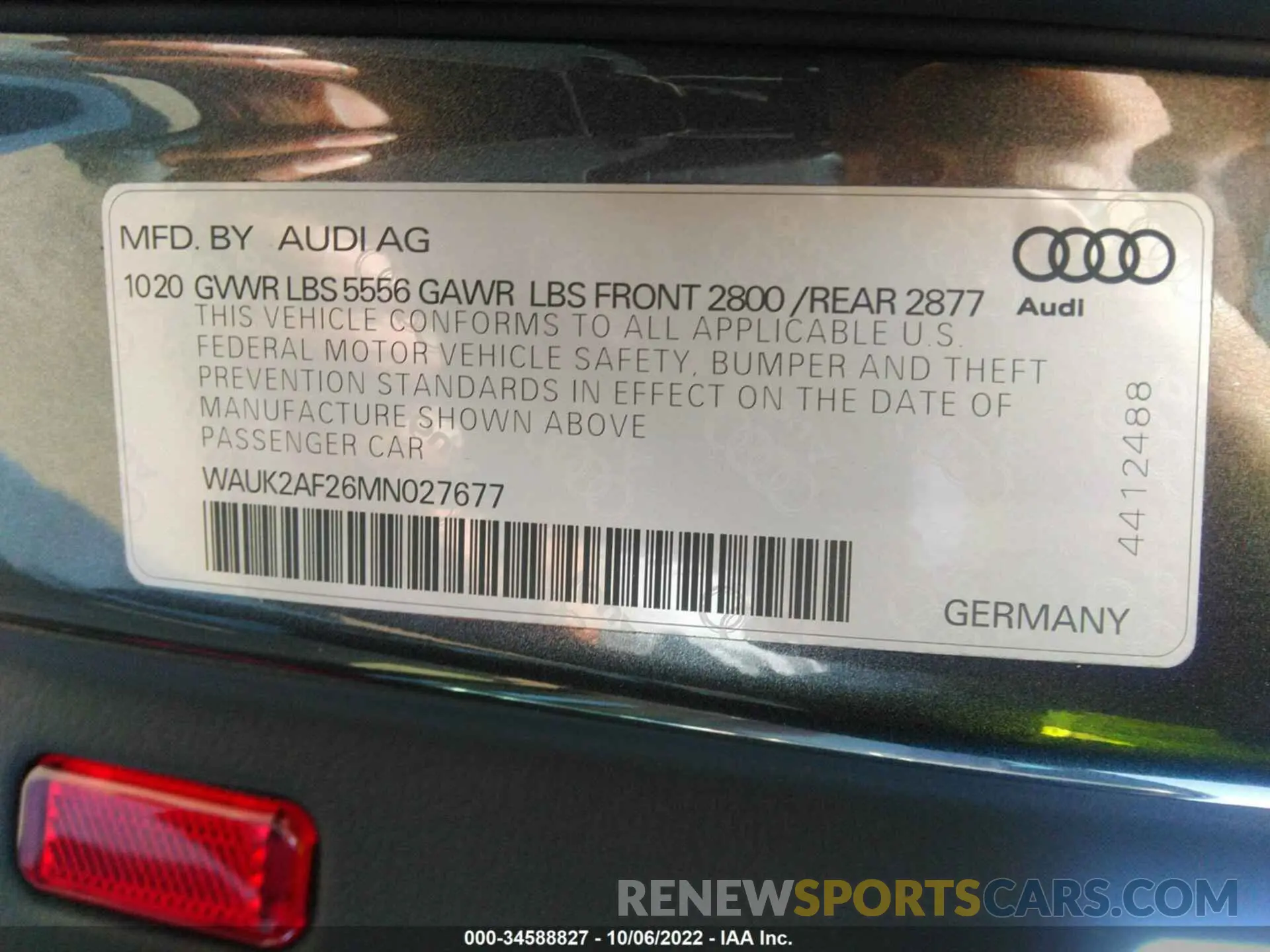 9 fotografías del automóvil dañado WAUK2AF26MN027677 AUDI A6 2021