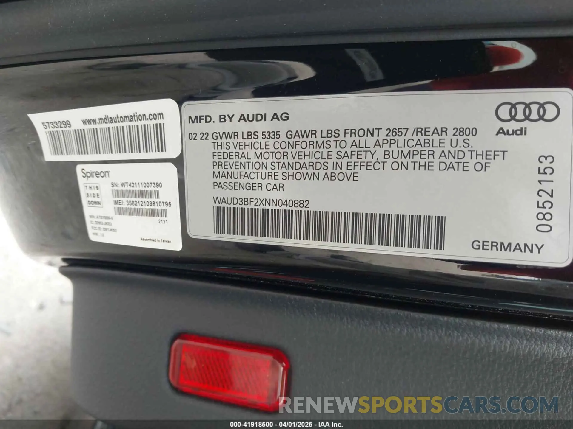 9 fotografías del automóvil dañado WAUD3BF2XNN040882 AUDI A6 2022