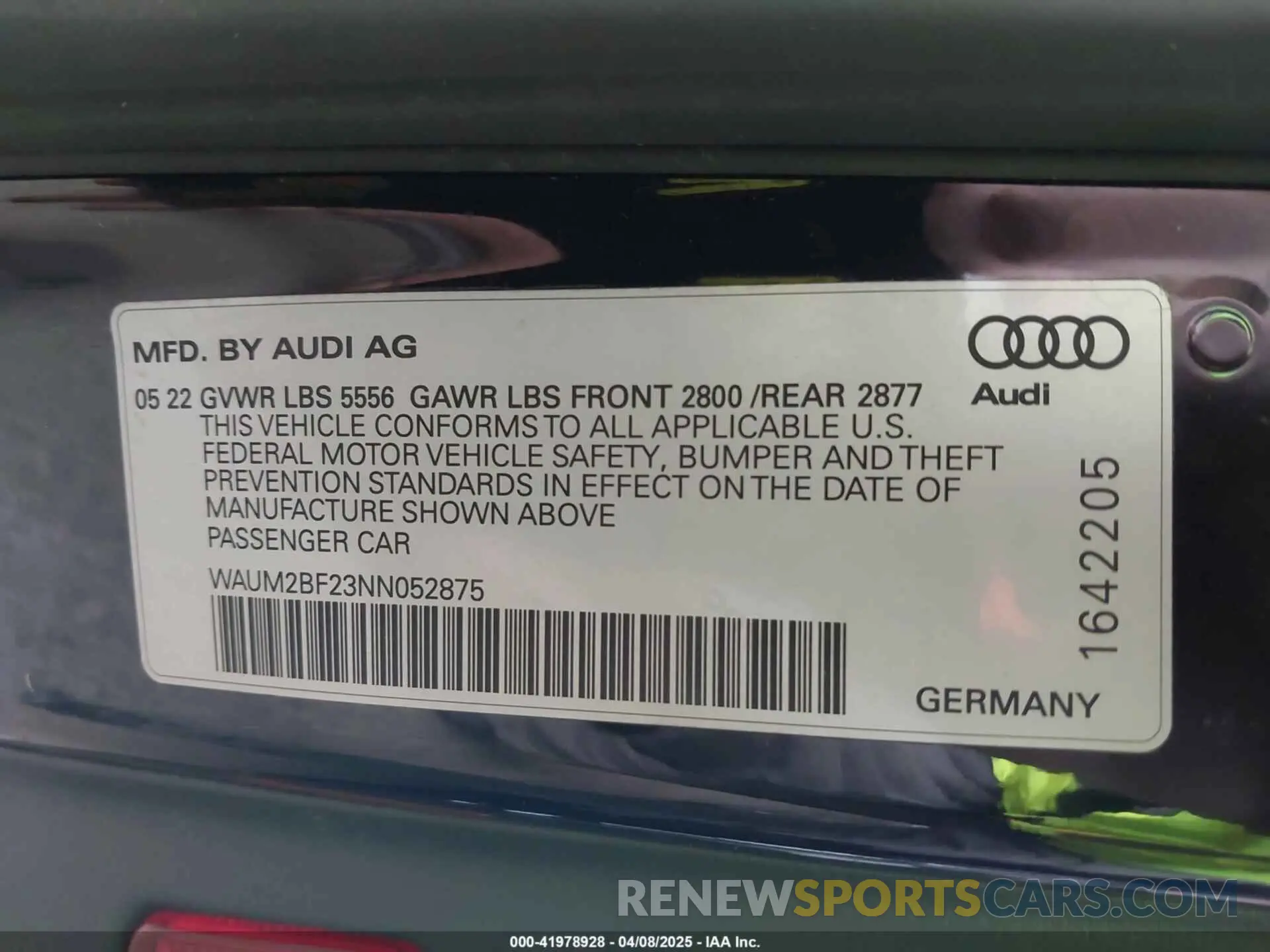 9 fotografías del automóvil dañado WAUM2BF23NN052875 AUDI A6 2022