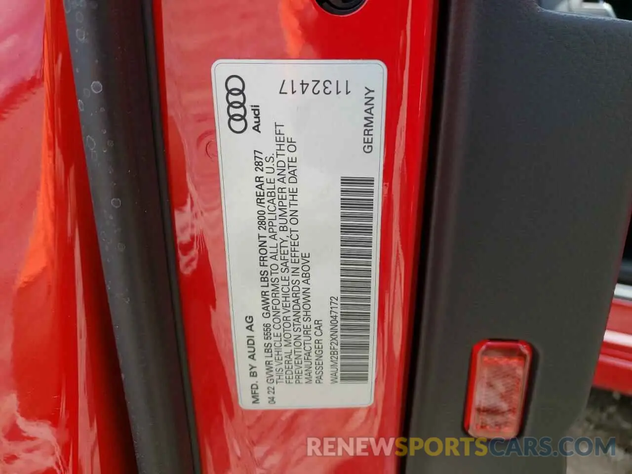 10 fotografías del automóvil dañado WAUM2BF2XNN047172 AUDI A6 2022