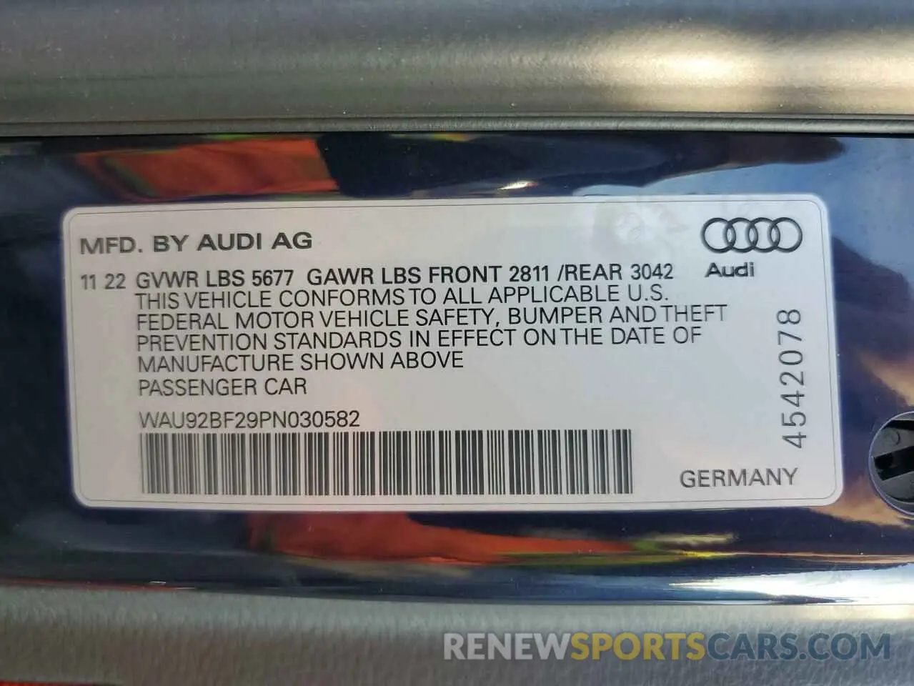 14 fotografías del automóvil dañado WAU92BF29PN030582 AUDI A6 2023