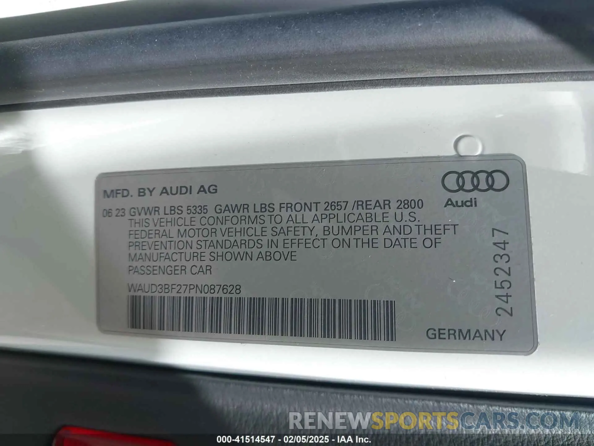 9 fotografías del automóvil dañado WAUD3BF27PN087628 AUDI A6 2023