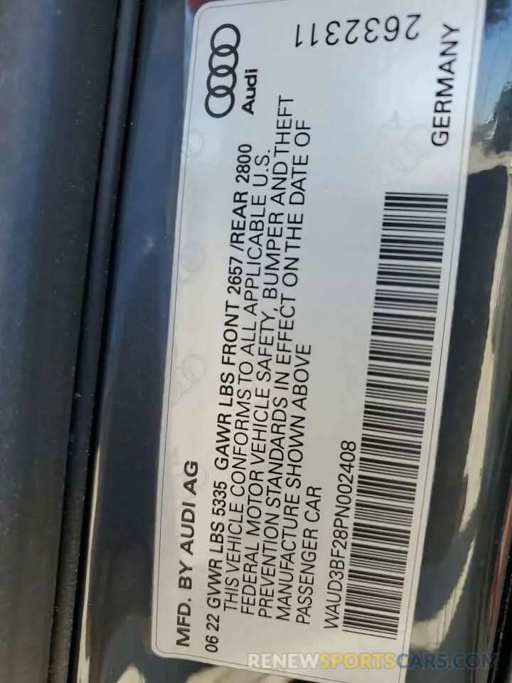 12 fotografías del automóvil dañado WAUD3BF28PN002408 AUDI A6 2023