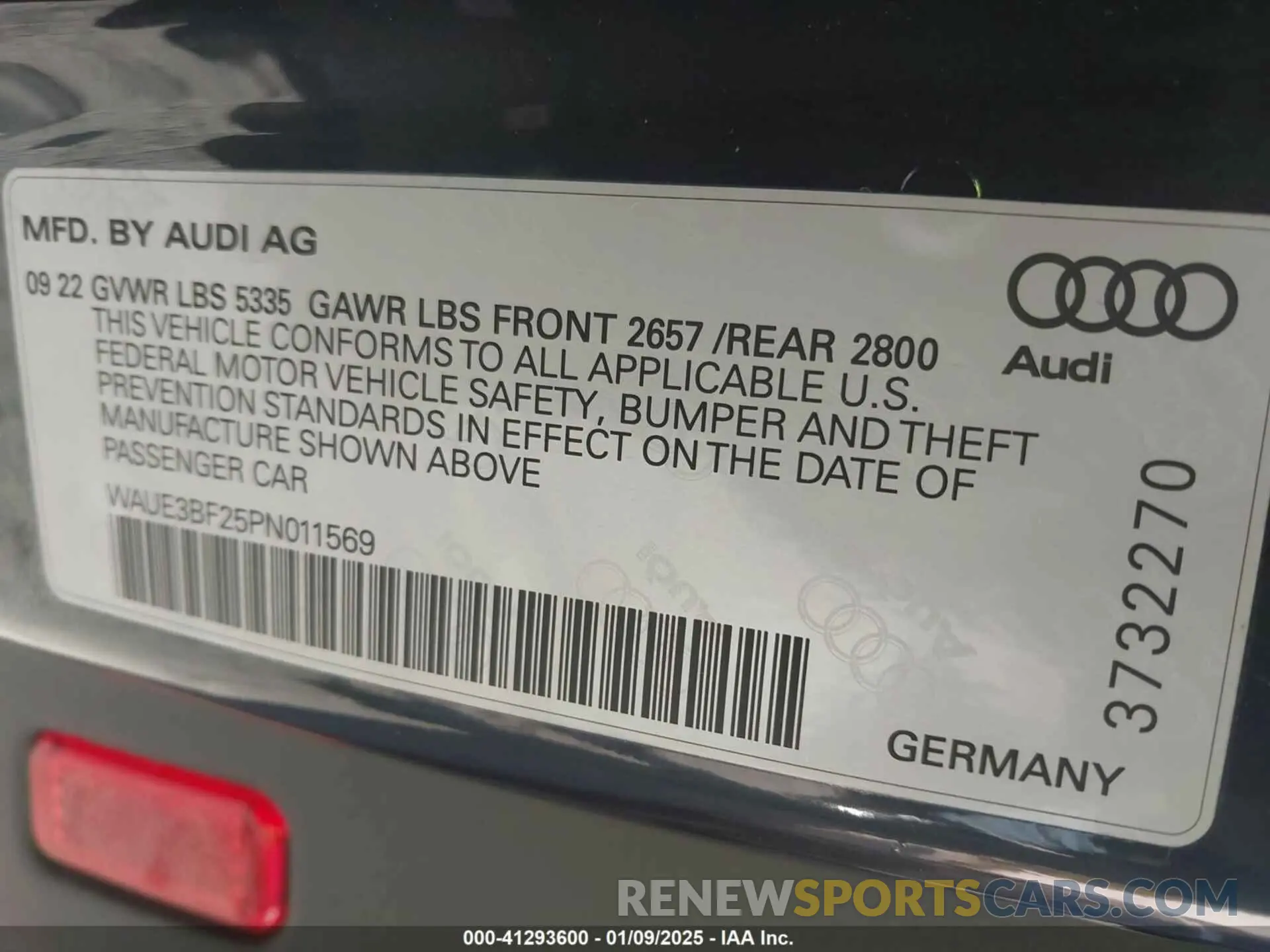 9 fotografías del automóvil dañado WAUE3BF25PN011569 AUDI A6 2023