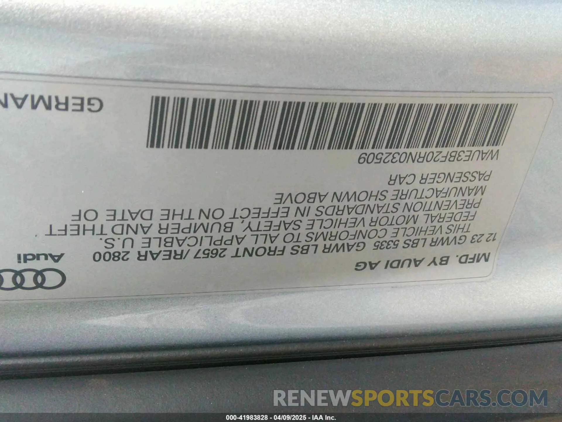 9 fotografías del automóvil dañado WAUE3BF20RN032509 AUDI A6 2024