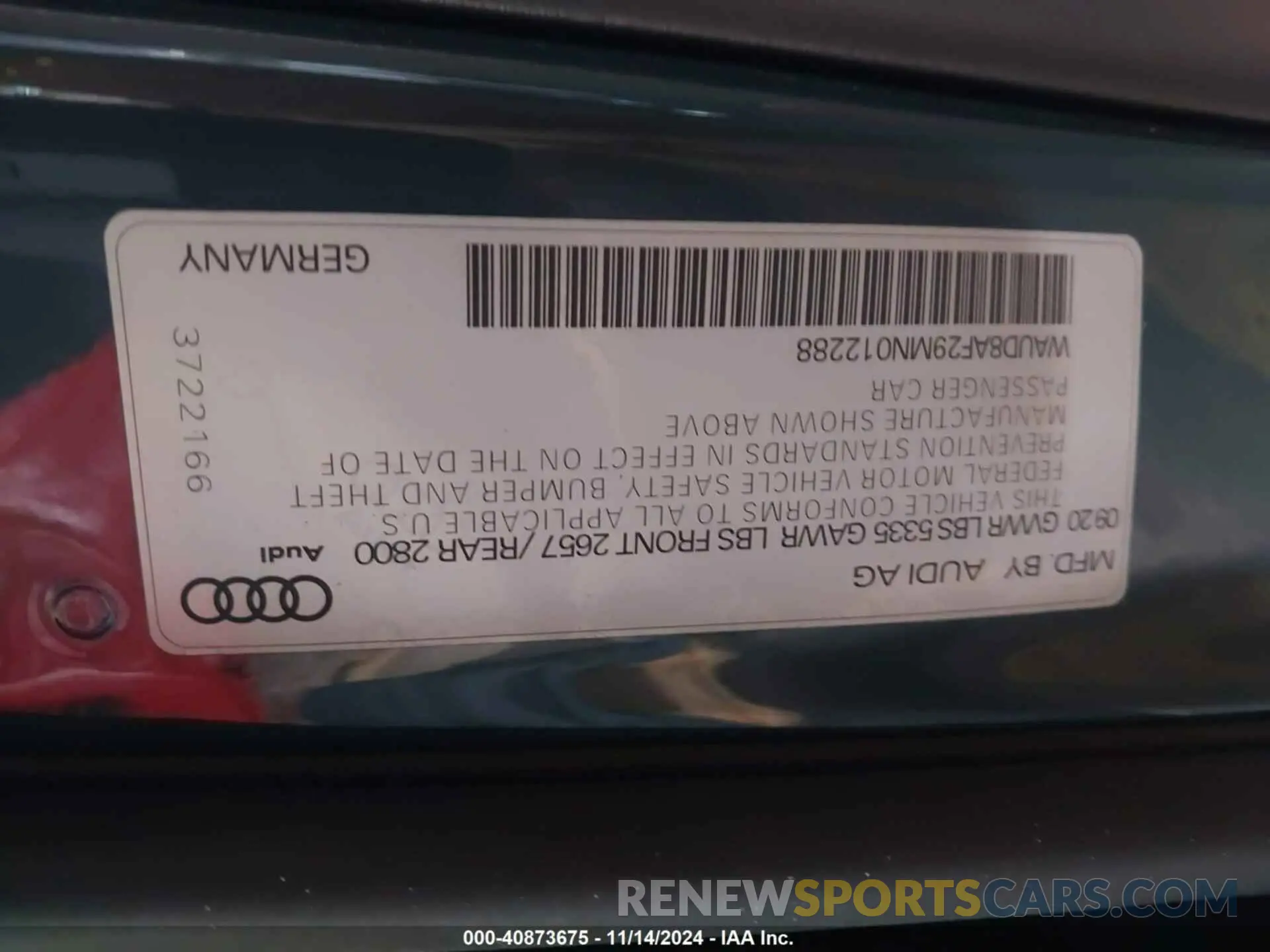 9 fotografías del automóvil dañado WAUD8AF29MN012288 AUDI A6 SEDAN 2021