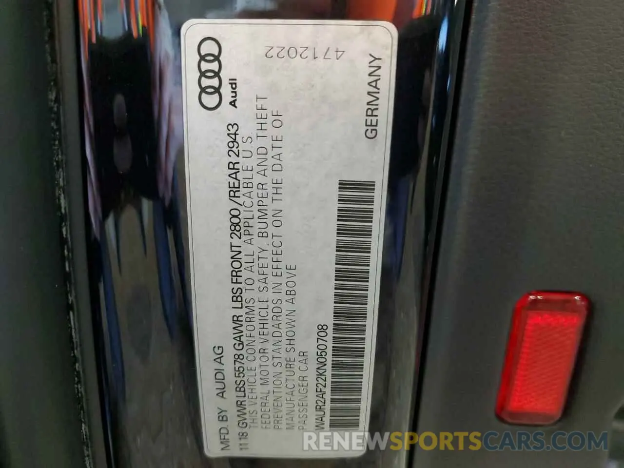 12 fotografías del automóvil dañado WAUR2AF22KN050708 AUDI A7 2019
