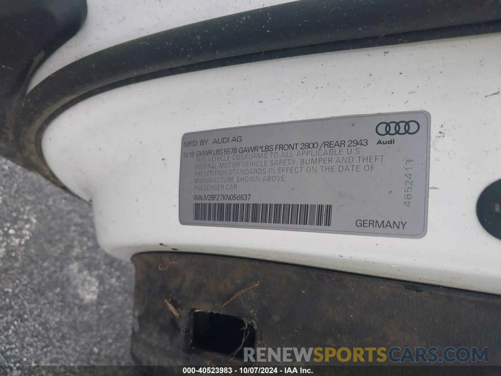 9 fotografías del automóvil dañado WAUV2BF27KN056637 AUDI A7 2019