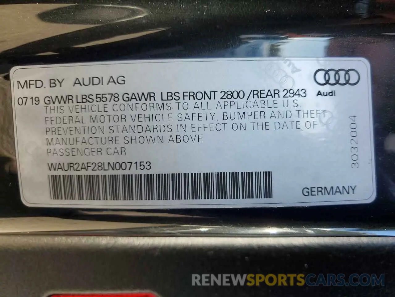 12 fotografías del automóvil dañado WAUR2AF28LN007153 AUDI A7 2020