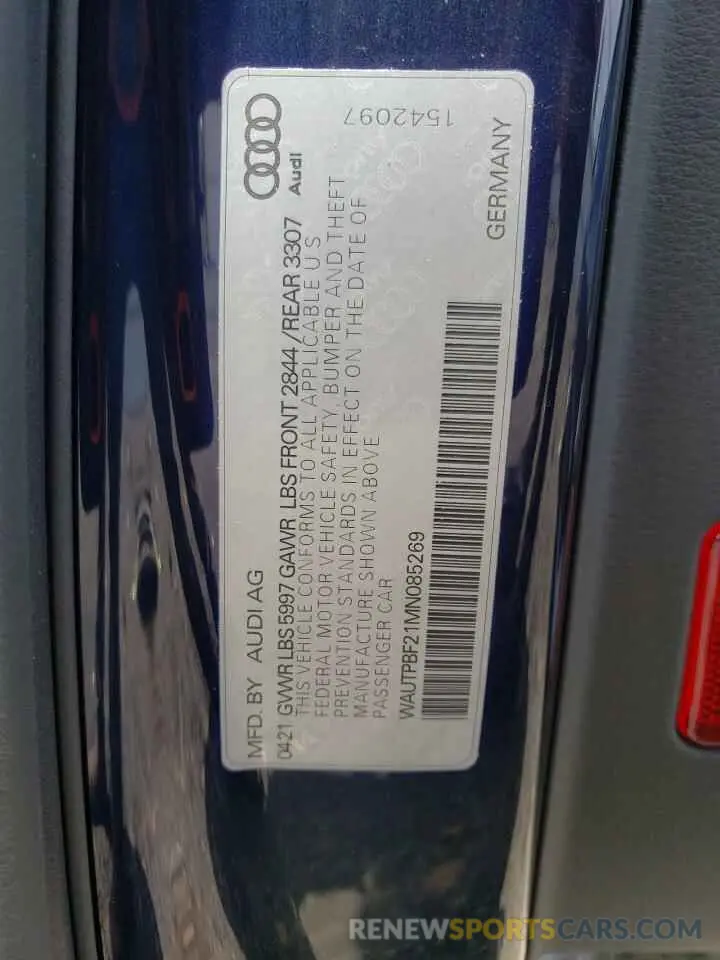 12 fotografías del automóvil dañado WAUTPBF21MN085269 AUDI A7 2021
