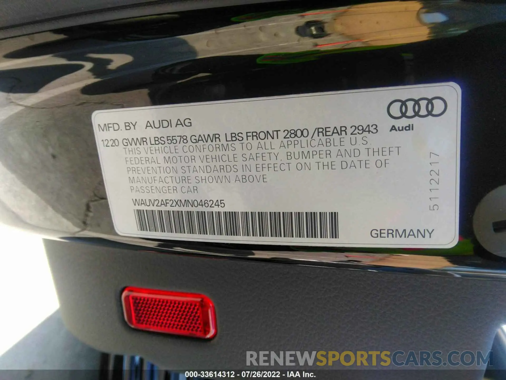 9 fotografías del automóvil dañado WAUV2AF2XMN046245 AUDI A7 2021