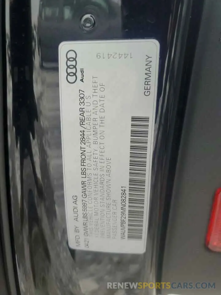 12 fotografías del automóvil dañado WAUVPBF29MN082841 AUDI A7 2021