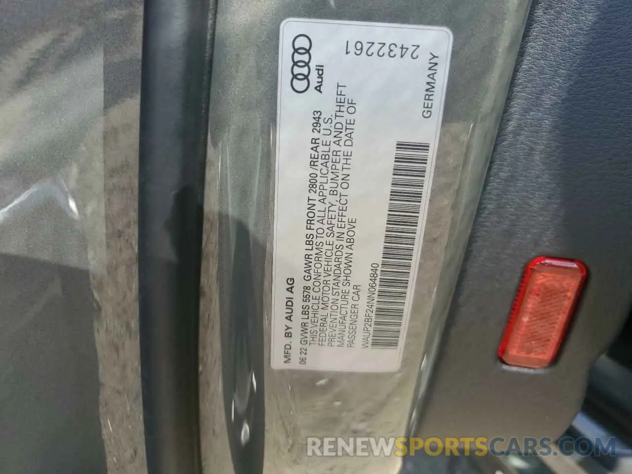 13 fotografías del automóvil dañado WAUP2BF24NN064840 AUDI A7 2022
