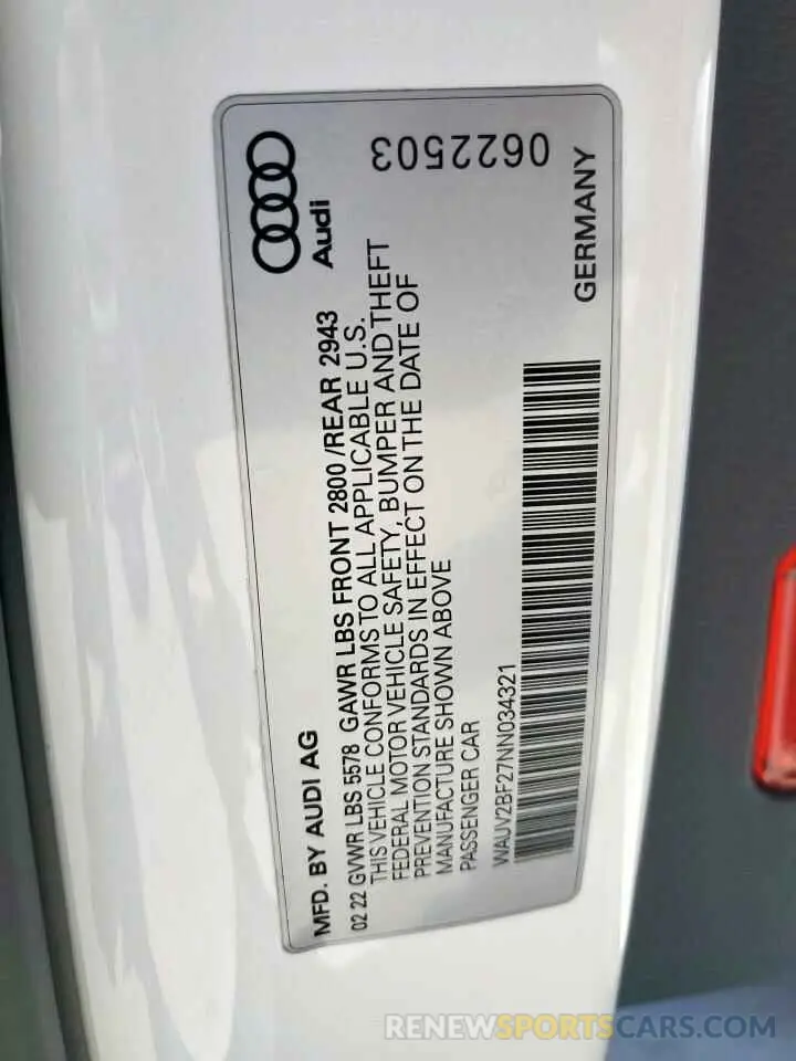 13 fotografías del automóvil dañado WAUV2BF27NN034321 AUDI A7 2022