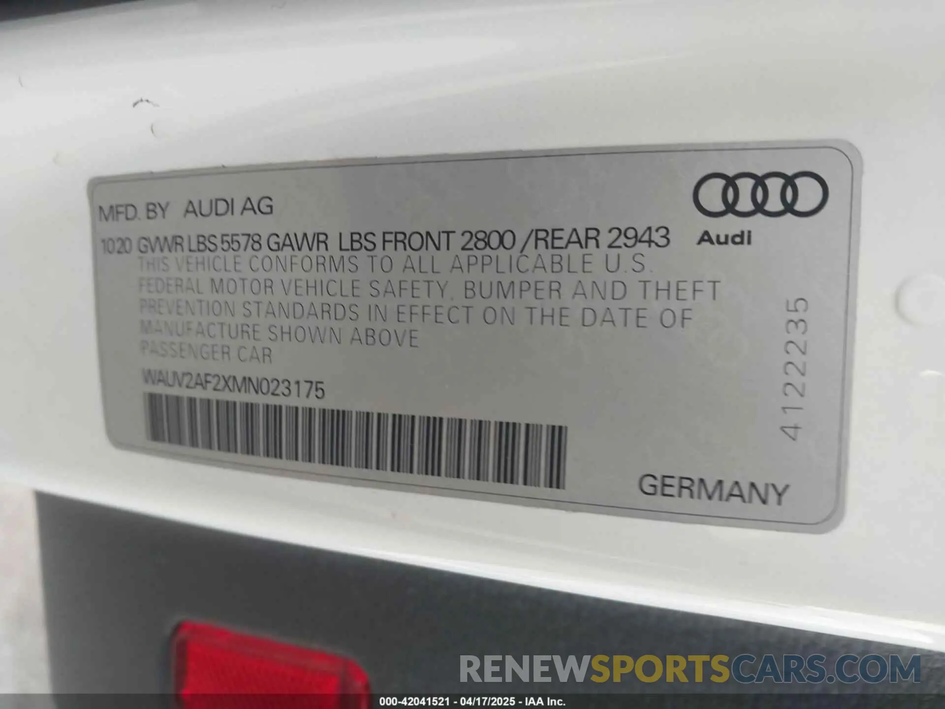 9 fotografías del automóvil dañado WAUV2AF2XMN023175 AUDI A7 SPORTBACK 2021