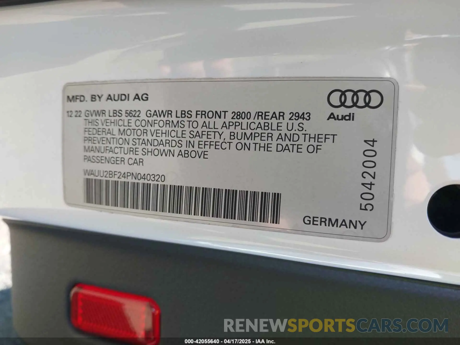 9 fotografías del automóvil dañado WAUU2BF24PN040320 AUDI A7 SPORTBACK 2023