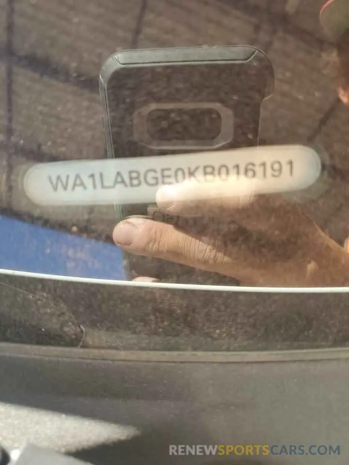 14 fotografías del automóvil dañado WA1LABGE0KB016191 AUDI E-TRON 2019