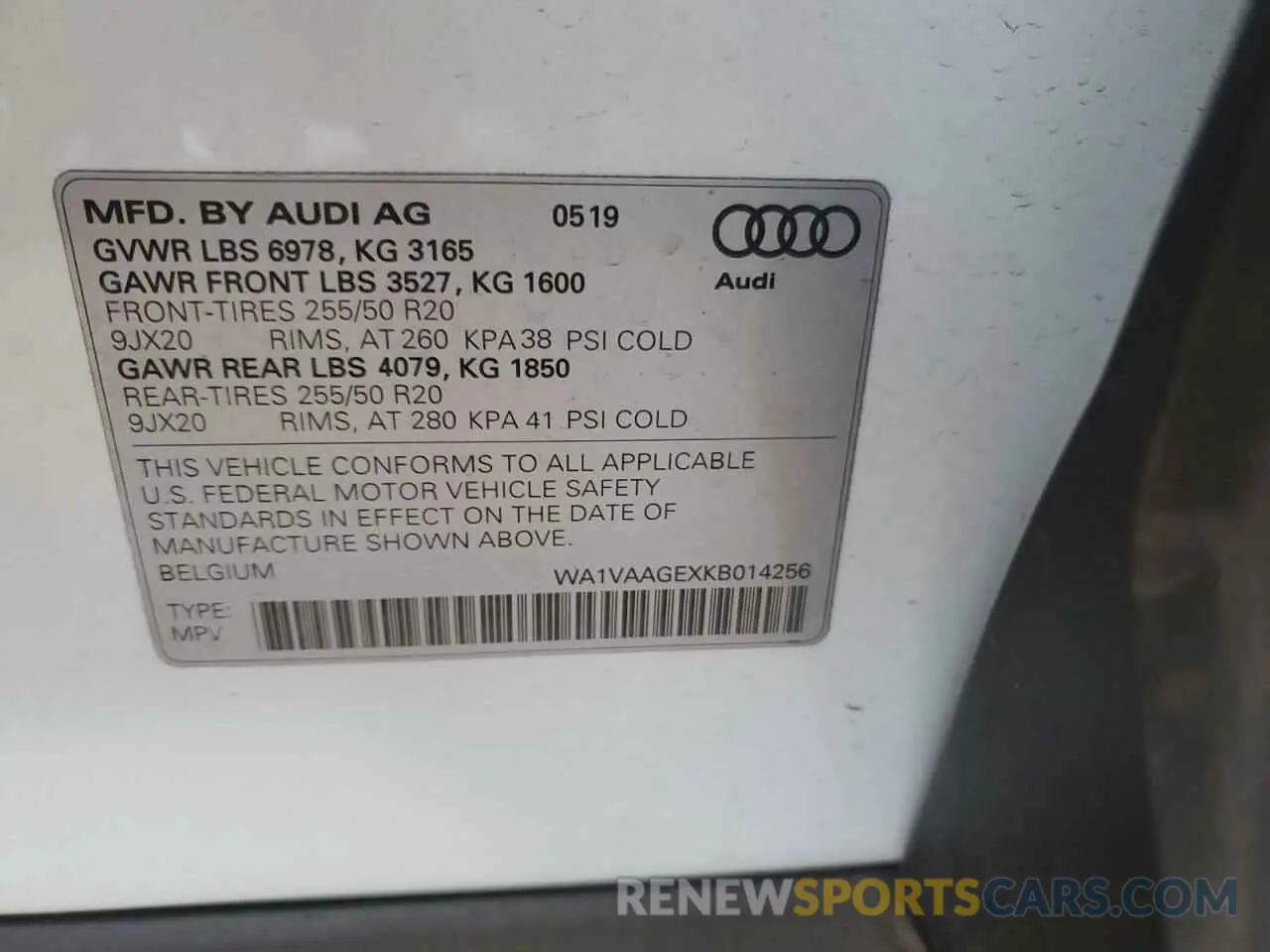 16 fotografías del automóvil dañado WA1VAAGEXKB014256 AUDI E-TRON 2019