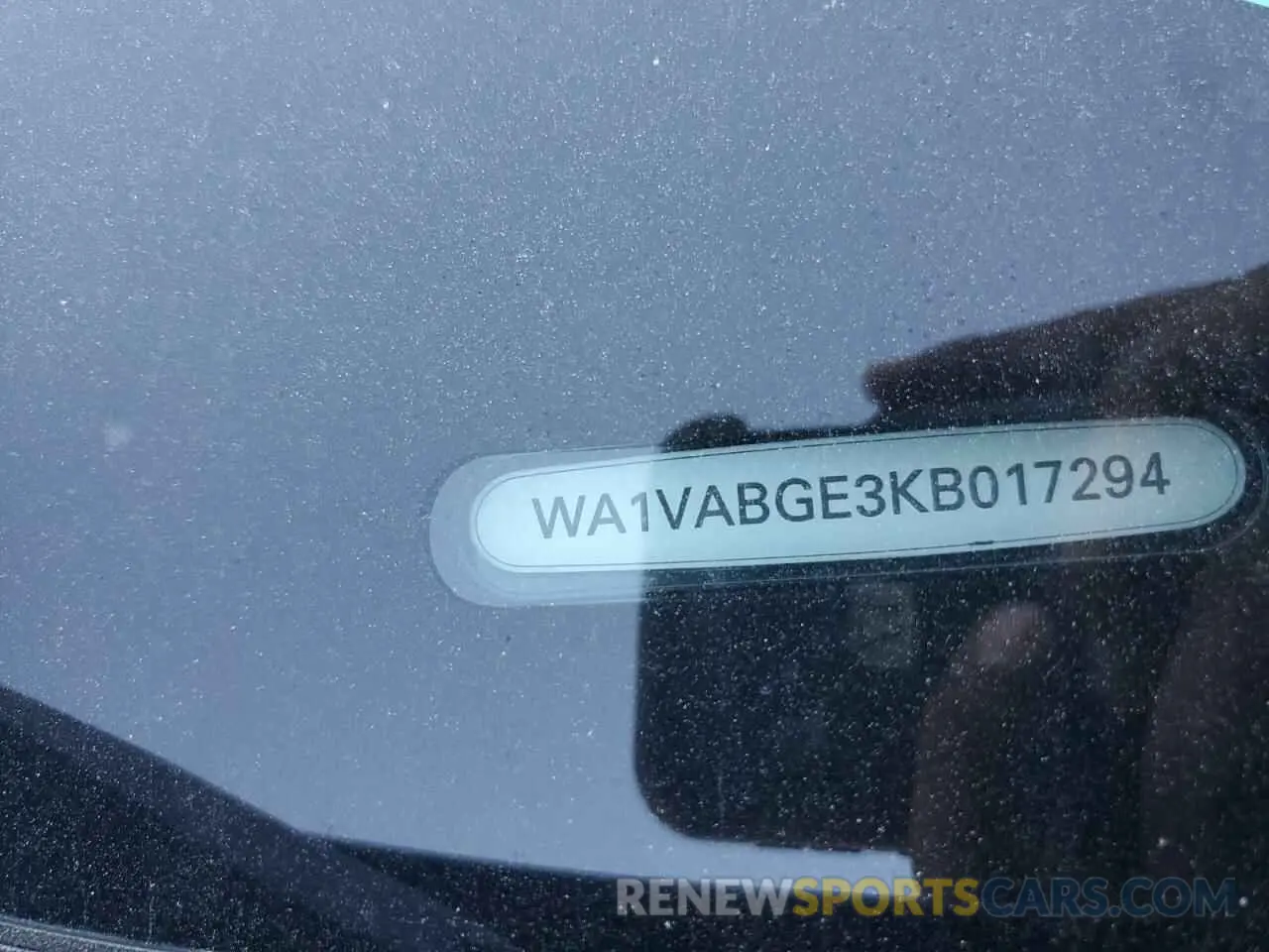 13 fotografías del automóvil dañado WA1VABGE3KB017294 AUDI E-TRON 2019