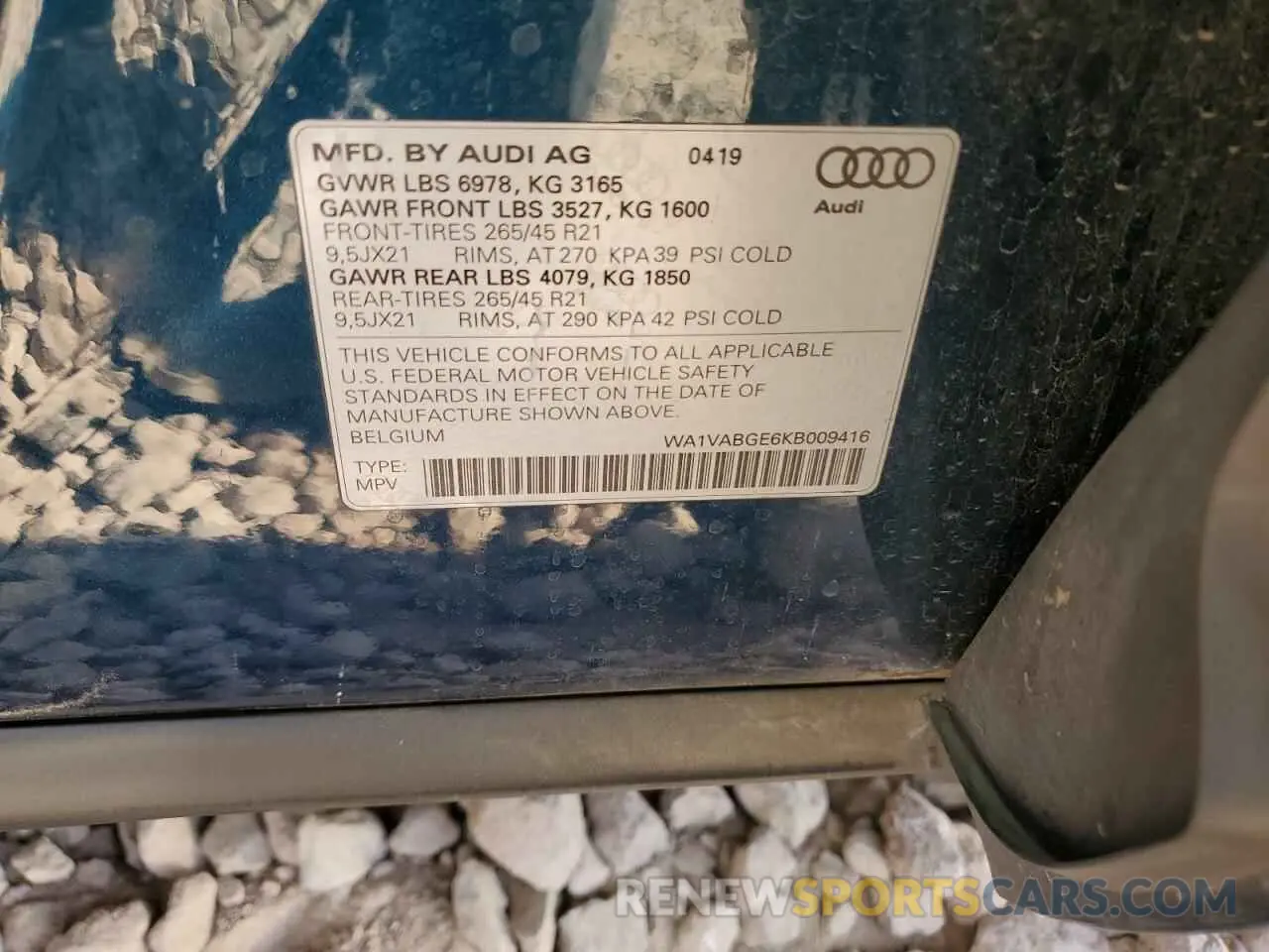 13 fotografías del automóvil dañado WA1VABGE6KB009416 AUDI E-TRON 2019