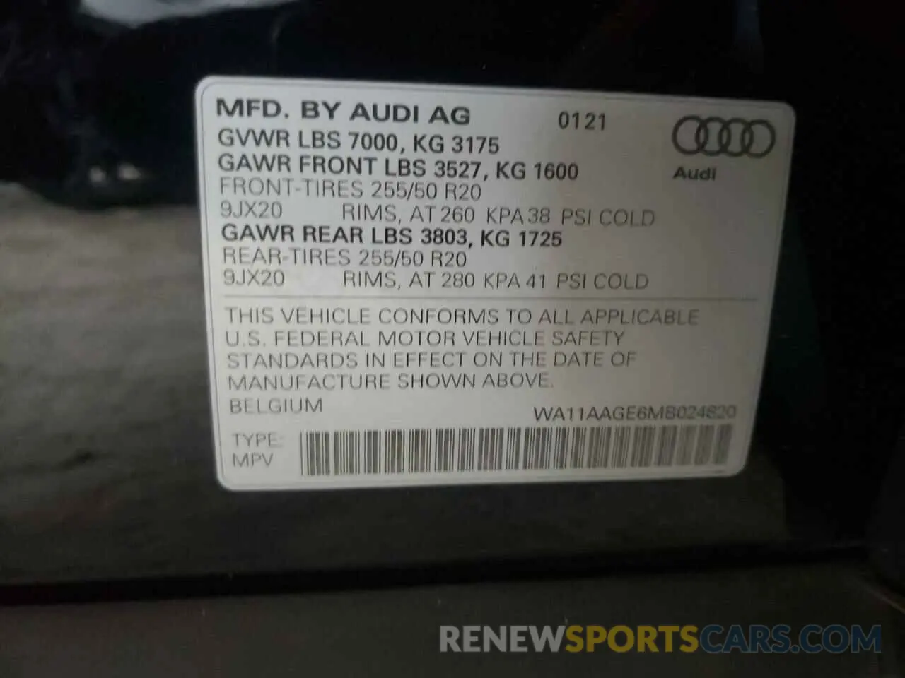10 fotografías del automóvil dañado WA11AAGE6MB024820 AUDI E-TRON 2021