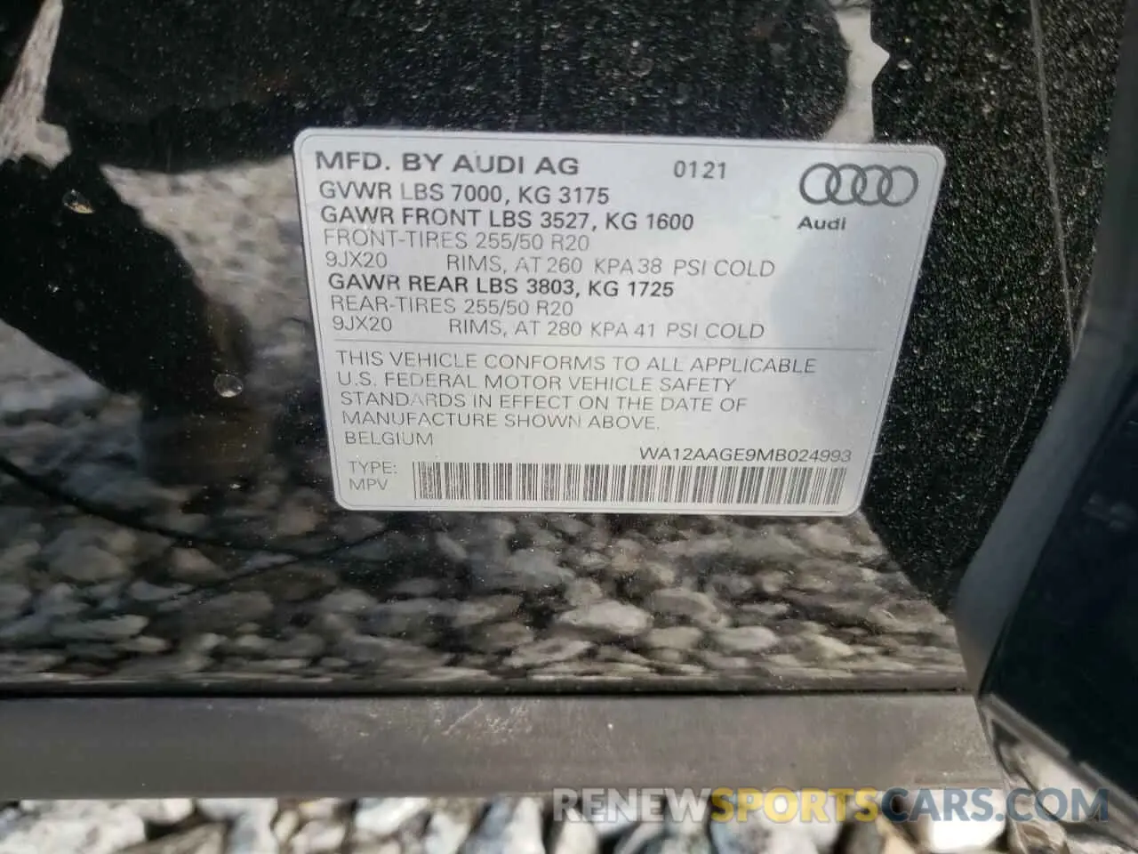 10 fotografías del automóvil dañado WA12AAGE9MB024993 AUDI E-TRON 2021