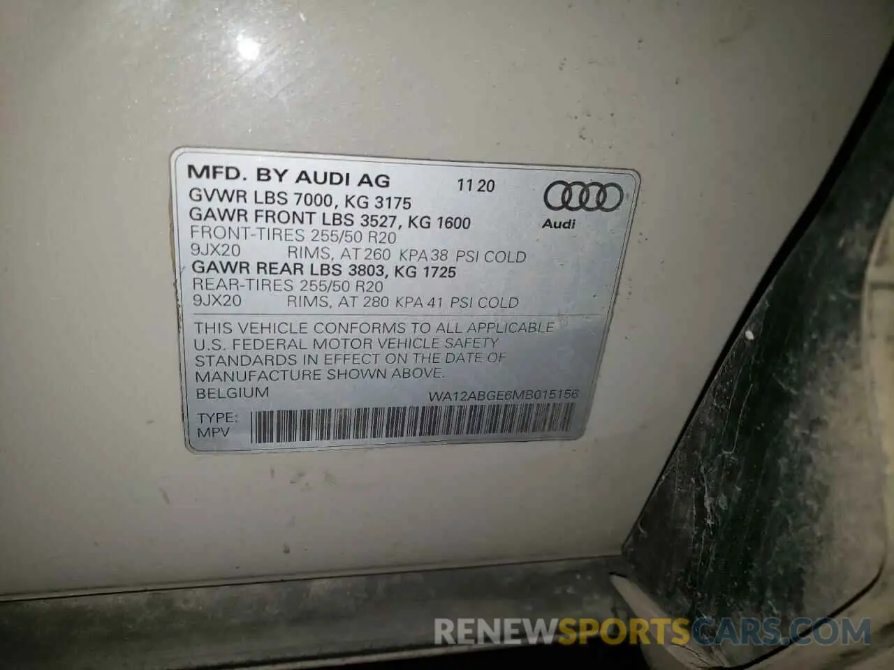 12 fotografías del automóvil dañado WA12ABGE6MB015156 AUDI E-TRON 2021