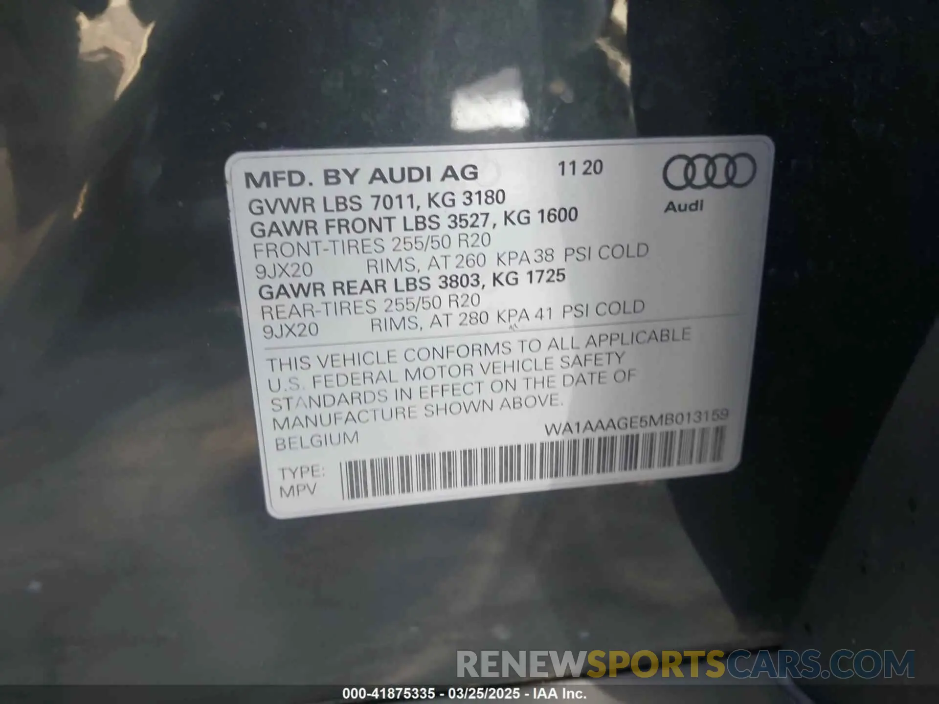 9 fotografías del automóvil dañado WA1AAAGE5MB013159 AUDI E-TRON 2021