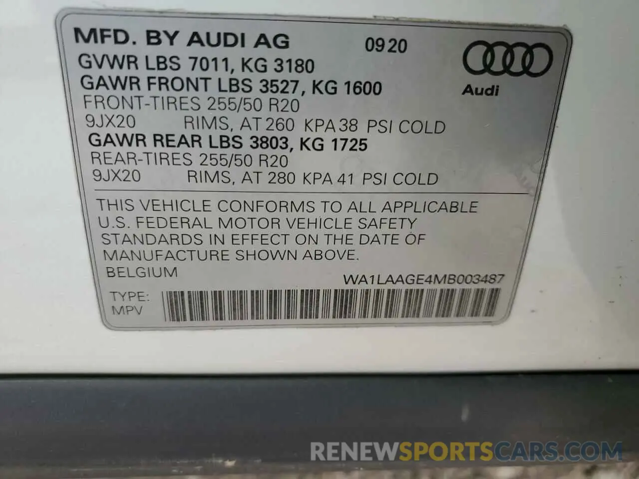 13 fotografías del automóvil dañado WA1LAAGE4MB003487 AUDI E-TRON 2021
