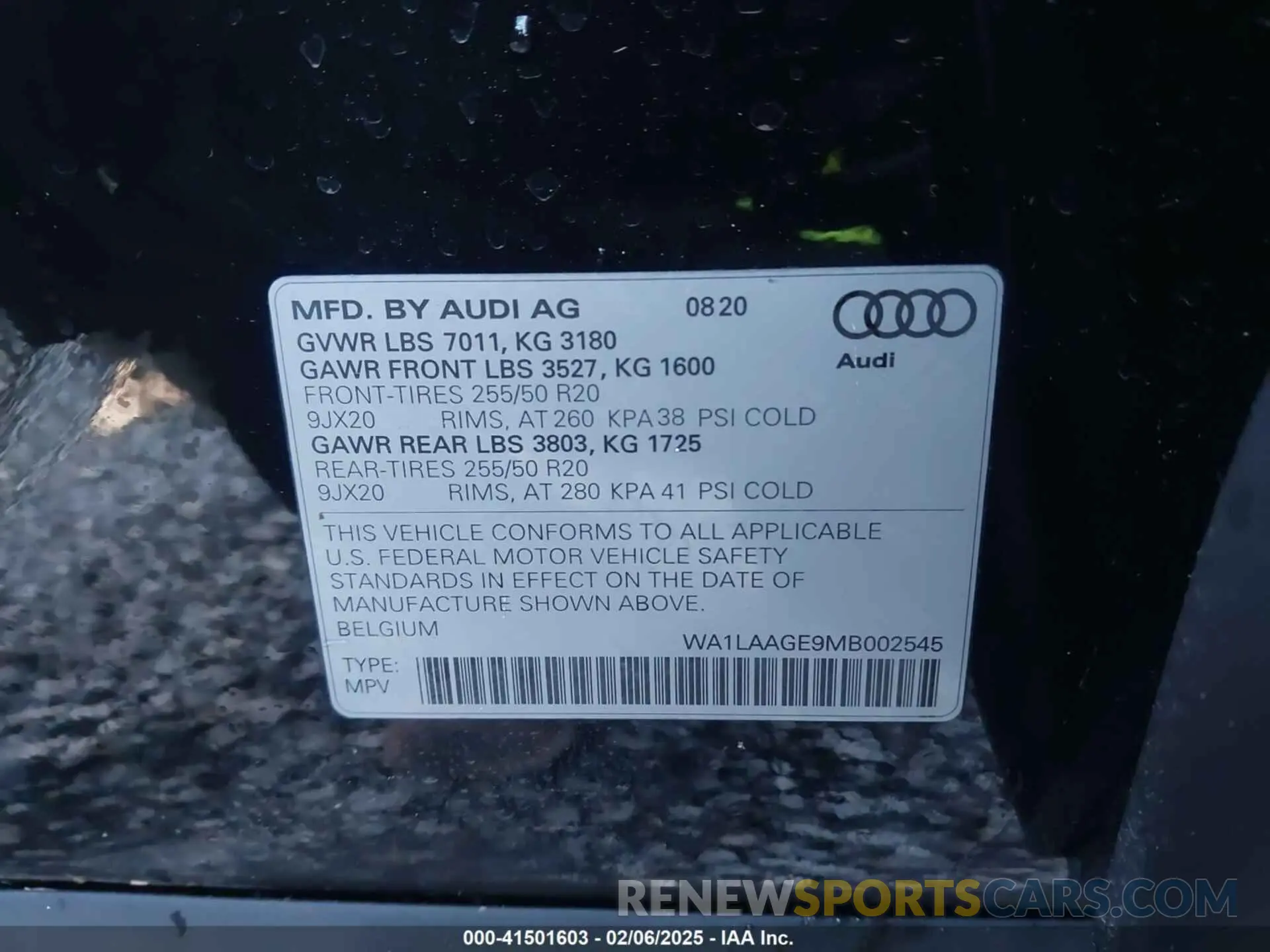 9 fotografías del automóvil dañado WA1LAAGE9MB002545 AUDI E-TRON 2021