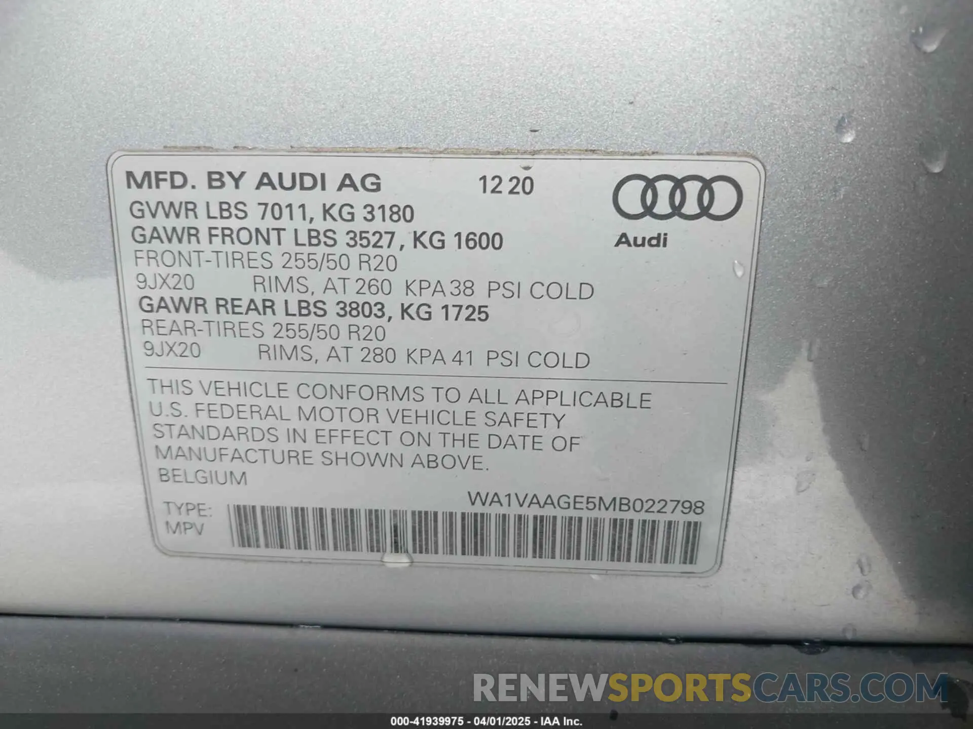9 fotografías del automóvil dañado WA1VAAGE5MB022798 AUDI E-TRON 2021