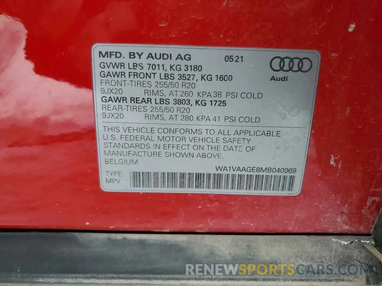 12 fotografías del automóvil dañado WA1VAAGE8MB040969 AUDI E-TRON 2021