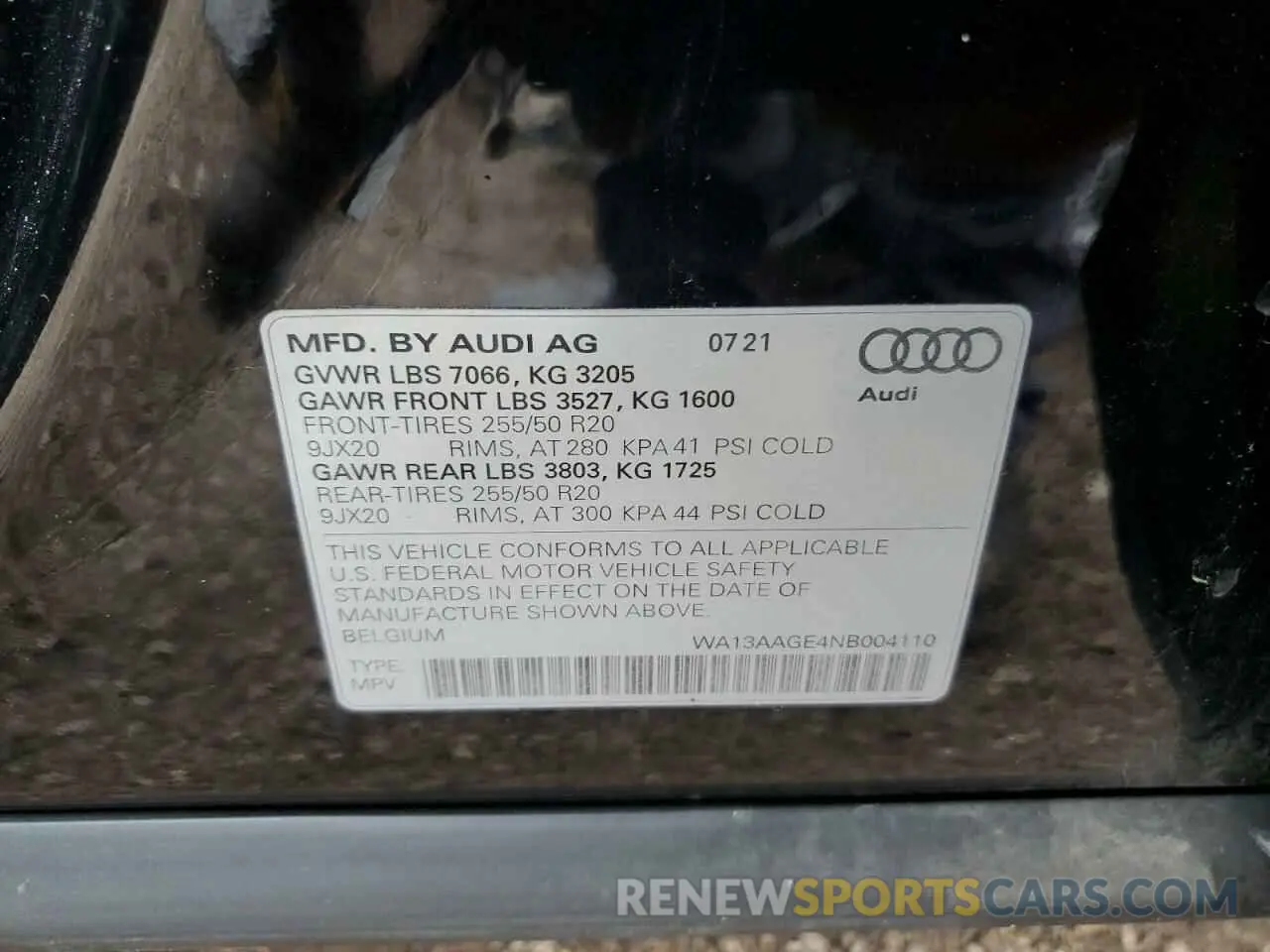 12 fotografías del automóvil dañado WA13AAGE4NB004110 AUDI E-TRON 2022