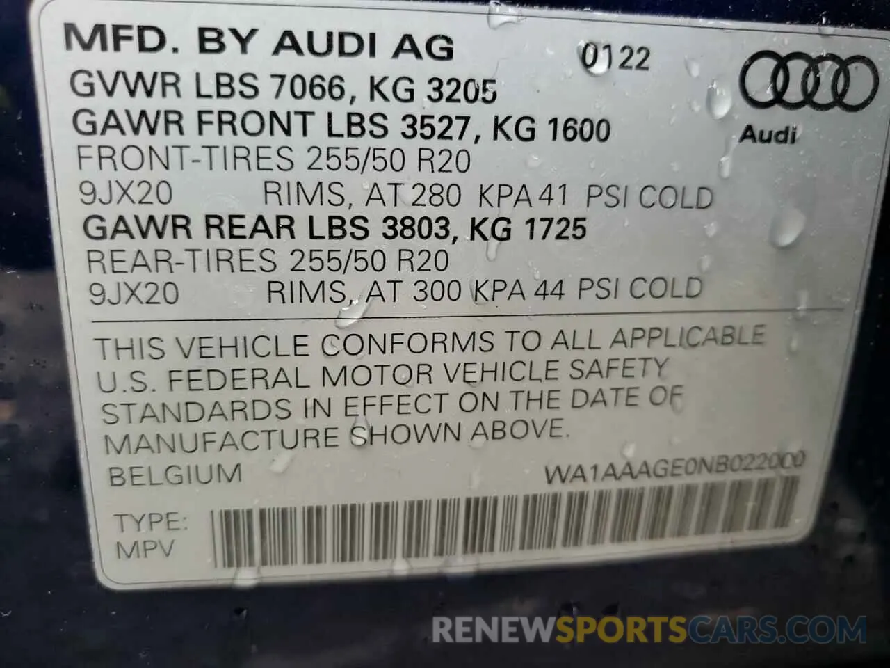 10 fotografías del automóvil dañado WA1AAAGE0NB022000 AUDI E-TRON 2022