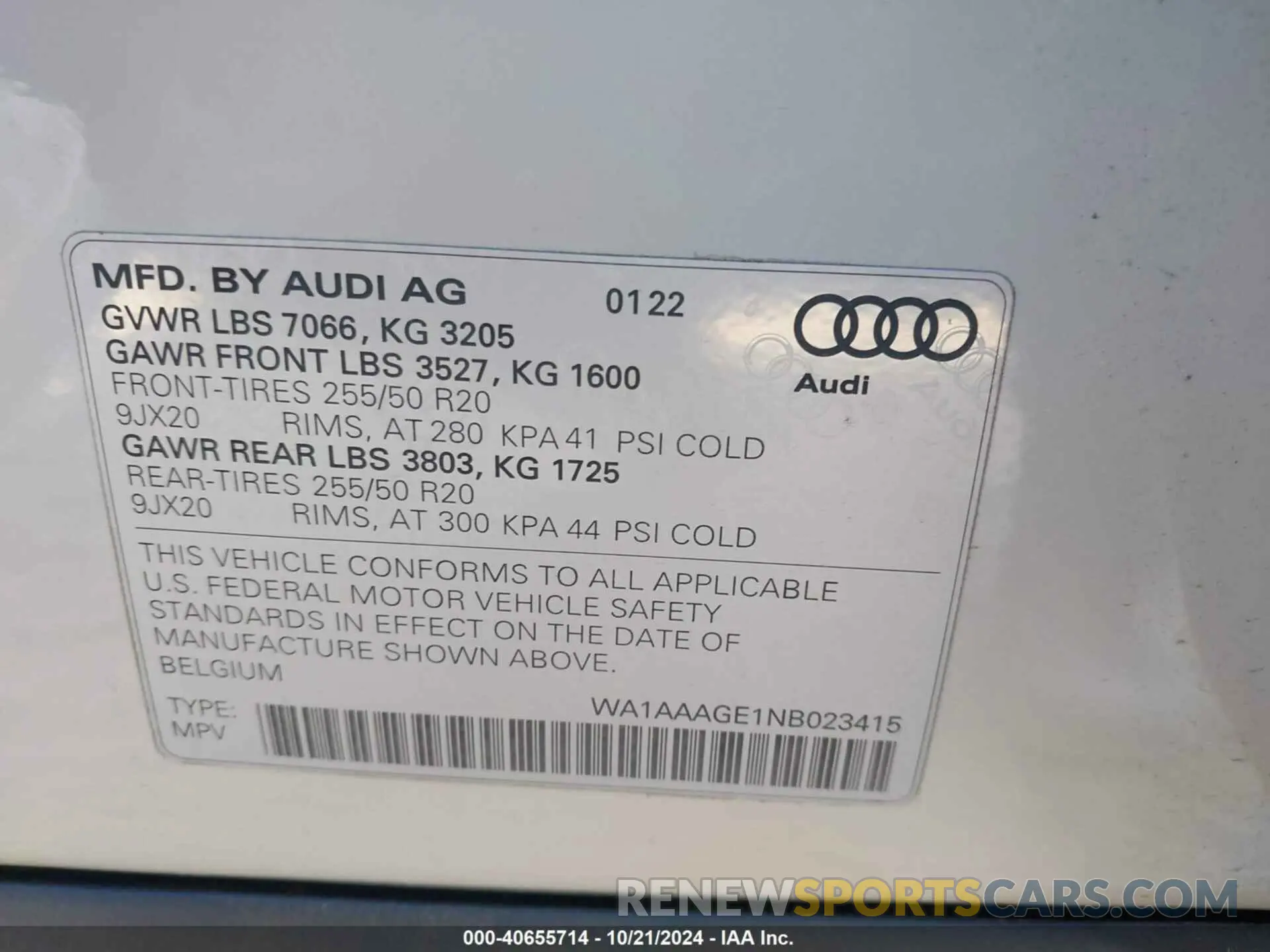 9 fotografías del automóvil dañado WA1AAAGE1NB023415 AUDI E-TRON 2022