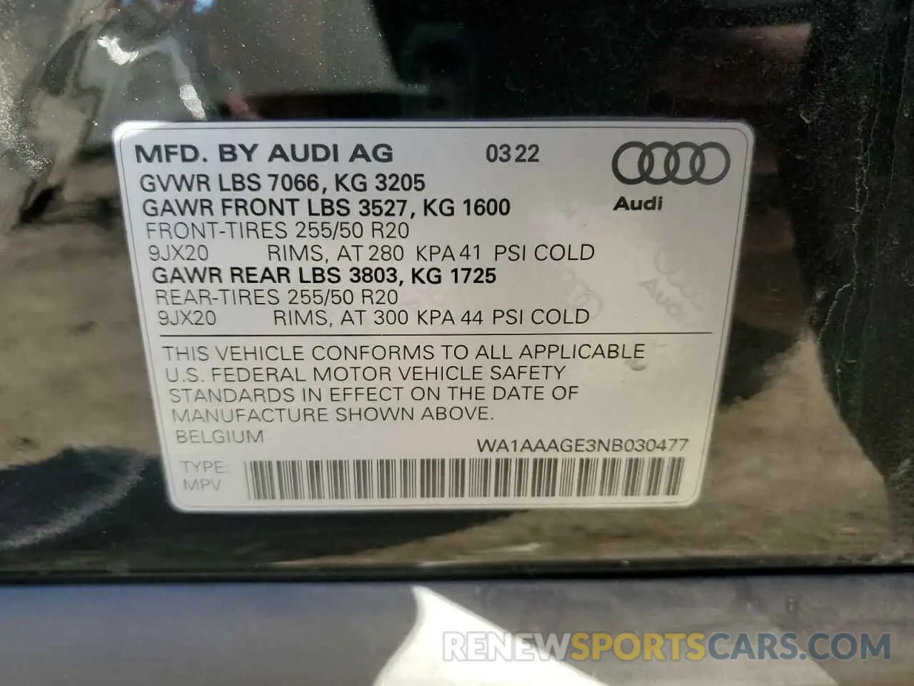 13 fotografías del automóvil dañado WA1AAAGE3NB030477 AUDI E-TRON 2022