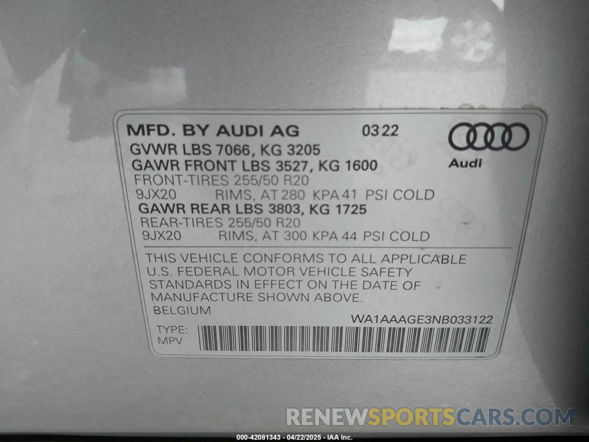 9 fotografías del automóvil dañado WA1AAAGE3NB033122 AUDI E-TRON 2022