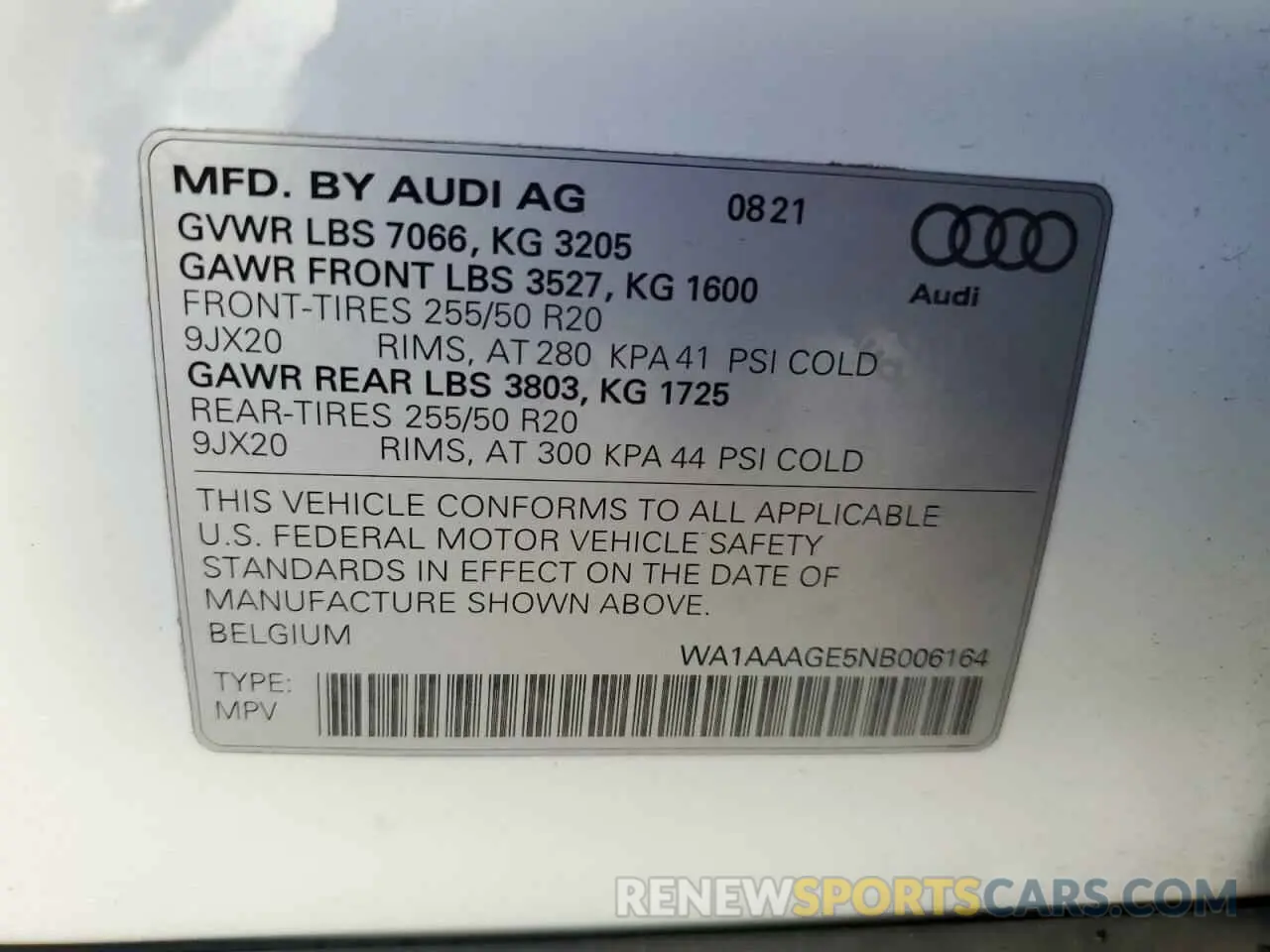 14 fotografías del automóvil dañado WA1AAAGE5NB006164 AUDI E-TRON 2022