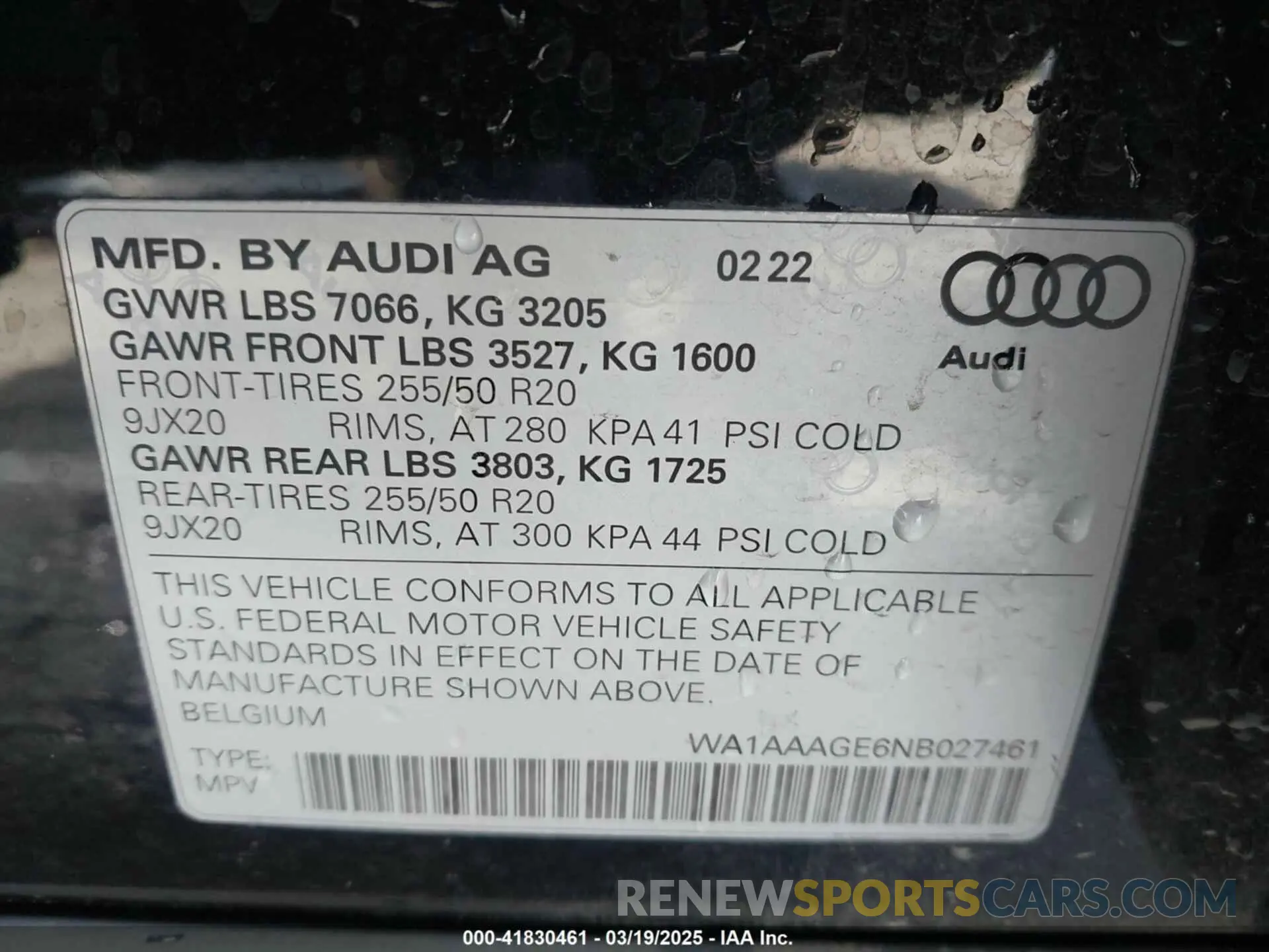 9 fotografías del automóvil dañado WA1AAAGE6NB027461 AUDI E-TRON 2022