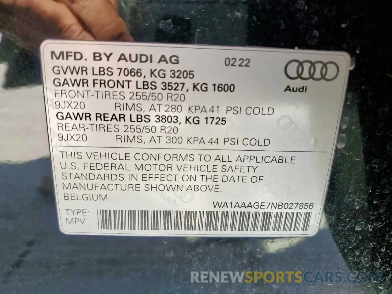 16 fotografías del automóvil dañado WA1AAAGE7NB027856 AUDI E-TRON 2022