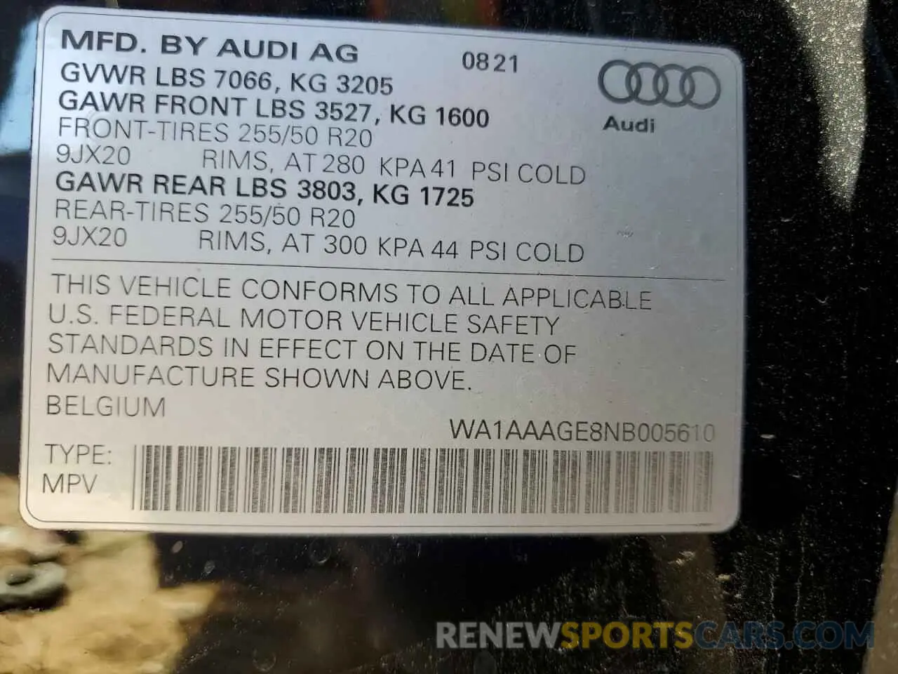 10 fotografías del automóvil dañado WA1AAAGE8NB005610 AUDI E-TRON 2022