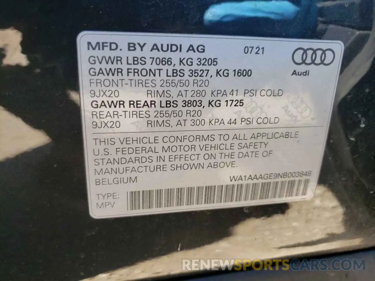 10 fotografías del automóvil dañado WA1AAAGE9NB003848 AUDI E-TRON 2022
